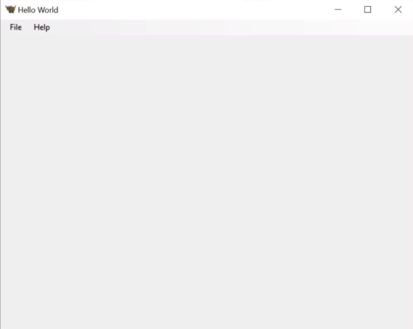 Hello World Tutorial 1 window, on Windows