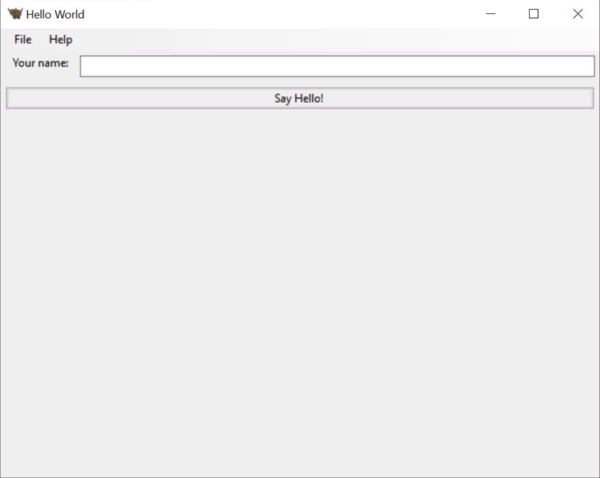 Hello World Tutorial 2 window, on Windows