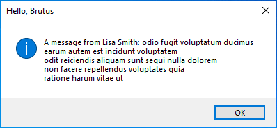 Hello World Tutorial 8 dialog, on Windows